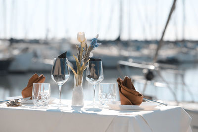 Close-up of place setting on table