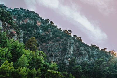 Low angle view of rocks against sky