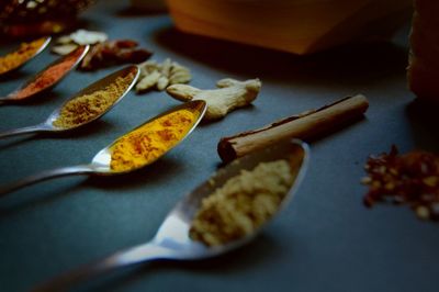 High angle view of food on table