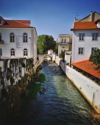 Canal amidst buildings against sky