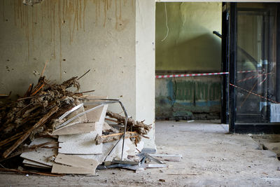 Abandoned broken stack of old building