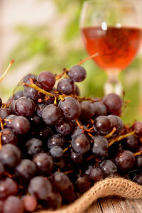 Close-up of grapes in glass