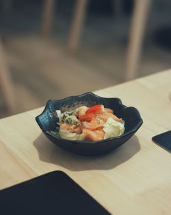 High angle view of breakfast on table