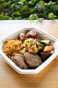 Close-up of food in plate on table