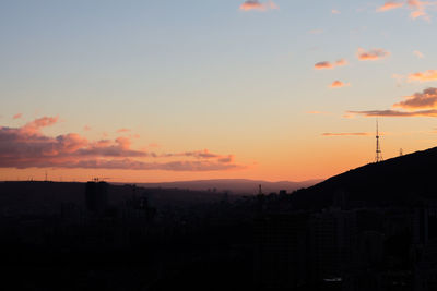 Silhouette buildings against sky during sunset