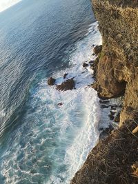 High angle view of a sea