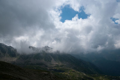 Scenic view of mountains against sky