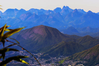 Scenic view of mountains against clear sky