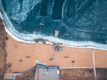 High angle view of buildings by swimming pool