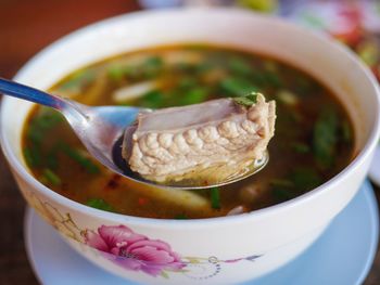 Close-up of soup in bowl