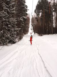 People skiing on snowcapped mountain