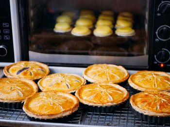 Close-up of small pie on cooling racks