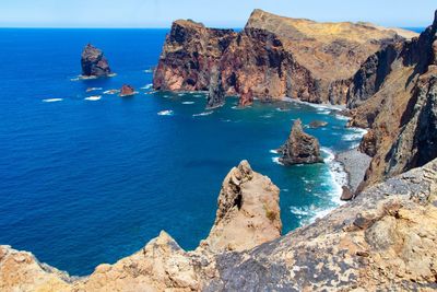 Scenic view of sea and rocks