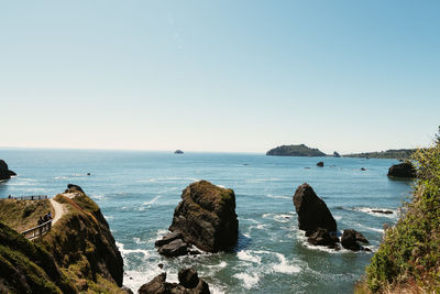 Scenic view of sea against clear sky
