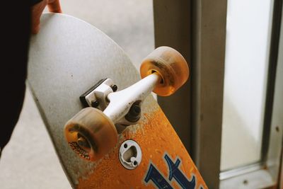 Close-up of skateboard