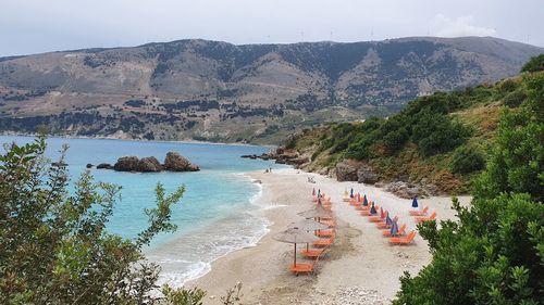 High angle view of beach against sky