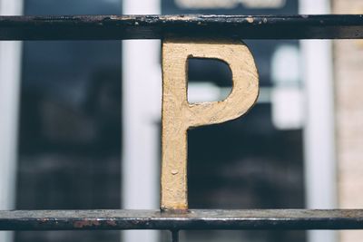 Metal lettering  on railing