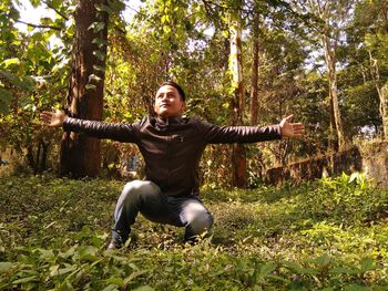 Portrait of man in forest