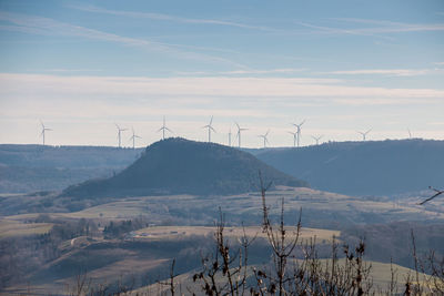 Wind turbines on land