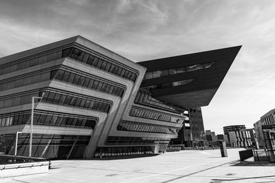 Low angle view of modern building against sky