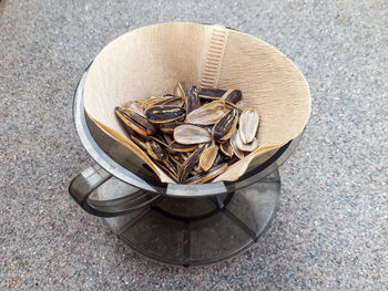 High angle view of food on table