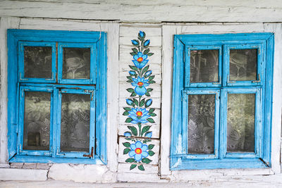 Full frame shot of closed window of building
