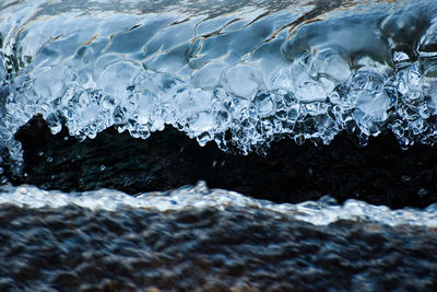 Close-up of water splashing on rocks