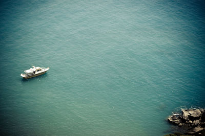 High angle view of boat in sea