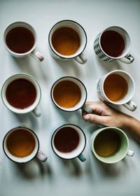 High angle view of coffee on table