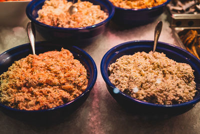 High angle view of food on table