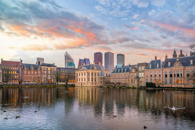 Reflection of buildings in water