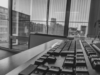 Close-up of computer keyboard on table