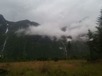 Scenic view of mountains against sky