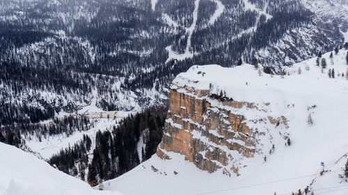 Scenic view of snow covered mountains