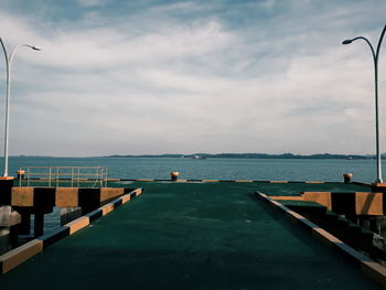 Pier on sea against sky