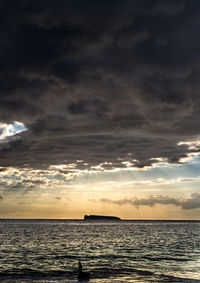 Scenic view of sea against cloudy sky