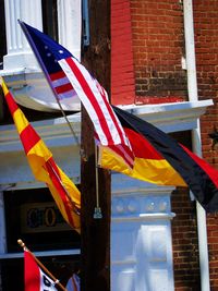 Close-up of flag against built structure