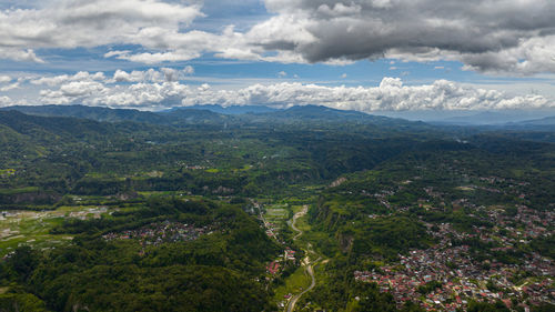 High angle view of townscape against sky