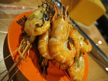 High angle view of fresh orange in plate