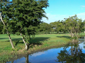 Scenic view of lake against sky