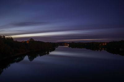 Scenic view of lake against sky at sunset