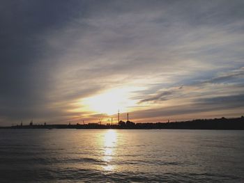 Scenic view of sea at sunset