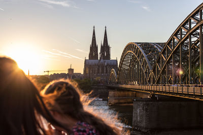 View of the old hohenzollern bridge, the skyline and a bright, cologne - germany