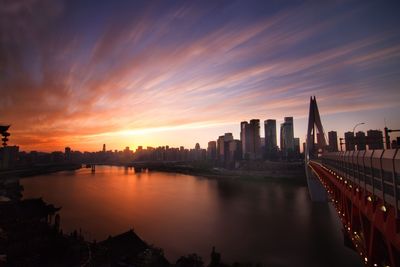 View of city at sunset