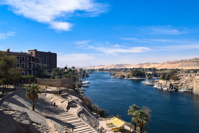 Old cataract hotel and the nile river, aswan, egypt