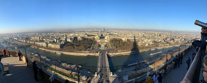 High angle view of city against sky