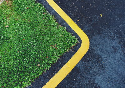 High angle view of road in city