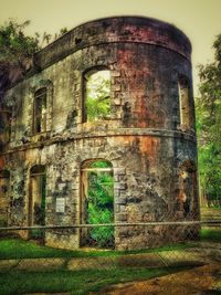 Low angle view of abandoned building