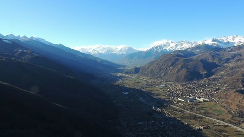 Scenic view of mountains against sky