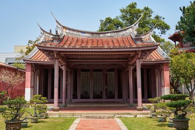 Exterior of temple building against sky